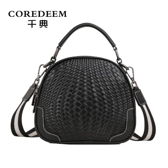 Qiandian genuine leather women's bag 2024 New style women's single-shoulder bag, woven pattern crossbody bag, large capacity cowhide small round bag Qiandian genuine leather women's bag 2024 New style women's single-shoulder bag, woven pattern crossbody bag, large capacity cowhide small round bag