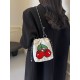 Large-capacity commuter cherry embroidery bag, women's bag, summer new single-shoulder crossbody phone bag, fashionable and versatile bucket bag
