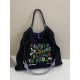 Ball Chain floral embroidery shopping bag, single-room tote bag, large-capacity crossbody bag, versatile commuter woman