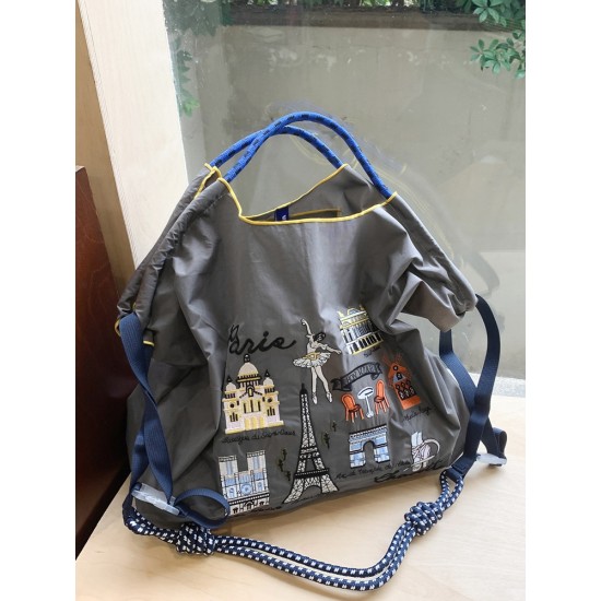 ball chain Tower embroidery bag, large-capacity single-shoulder crossbody bag, shopping bag, class commuting tote bag