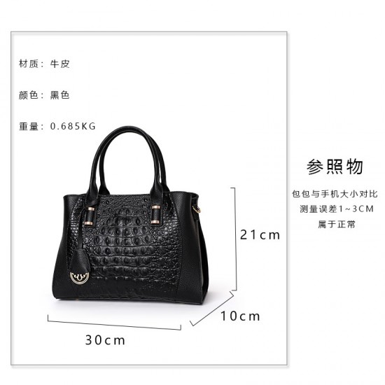 Qiandian top-grain cowhide women's bags, fashionable women's bags, commuter handbags, crocodile print genuine leather large bags, women's crossbody bags Qiandian top-grain cowhide women's bags, fashionable women's bags, commuter handbags, crocodile print genuine leather large bags, women's crossbody bags