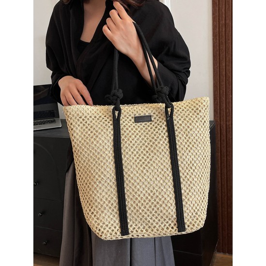 The 2025 summer new minimalist and versatile tote bag, a large-capacity single-shoulder bag for vacation and travel, and a fashionable straw woven bag The 2025 summer new minimalist and versatile tote bag, a large-capacity single-shoulder bag for vacation and travel, and a fashionable straw woven bag