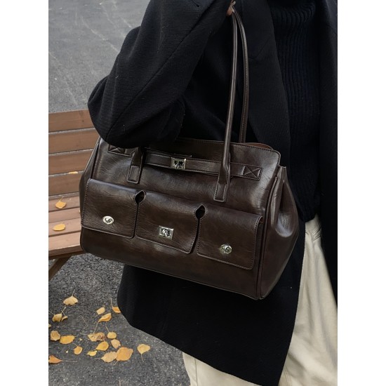 Spring 2025 new women's bag: High-end, simple, versatile, large-capacity single-shoulder tote bag, handbag, commuter bag
