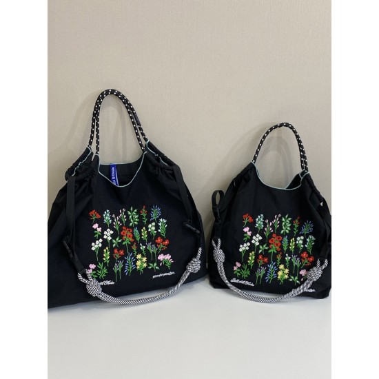 Ball Chain floral embroidery shopping bag, single-room tote bag, large-capacity crossbody bag, versatile commuter woman