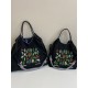 Ball Chain floral embroidery shopping bag, single-room tote bag, large-capacity crossbody bag, versatile commuter woman