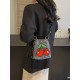 Large-capacity commuter cherry embroidery bag, women's bag, summer new single-shoulder crossbody phone bag, fashionable and versatile bucket bag