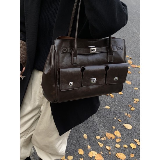 Spring 2025 new women's bag: High-end, simple, versatile, large-capacity single-shoulder tote bag, handbag, commuter bag