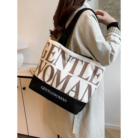 Thai Gentle Woman letter-printed canvas bag 2025 New large-capacity commuter tote bag trend