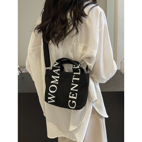 Gentle Woman hand-held canvas bag 2025 New single-shoulder crossbody letter print color-blocking mobile phone bag
