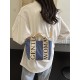 Gentle Woman hand-held canvas bag 2025 New single-shoulder crossbody letter print color-blocking mobile phone bag